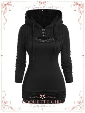 Cable Knit Hooded Shrug Long Sleeve Pullover Sweater Plus Size